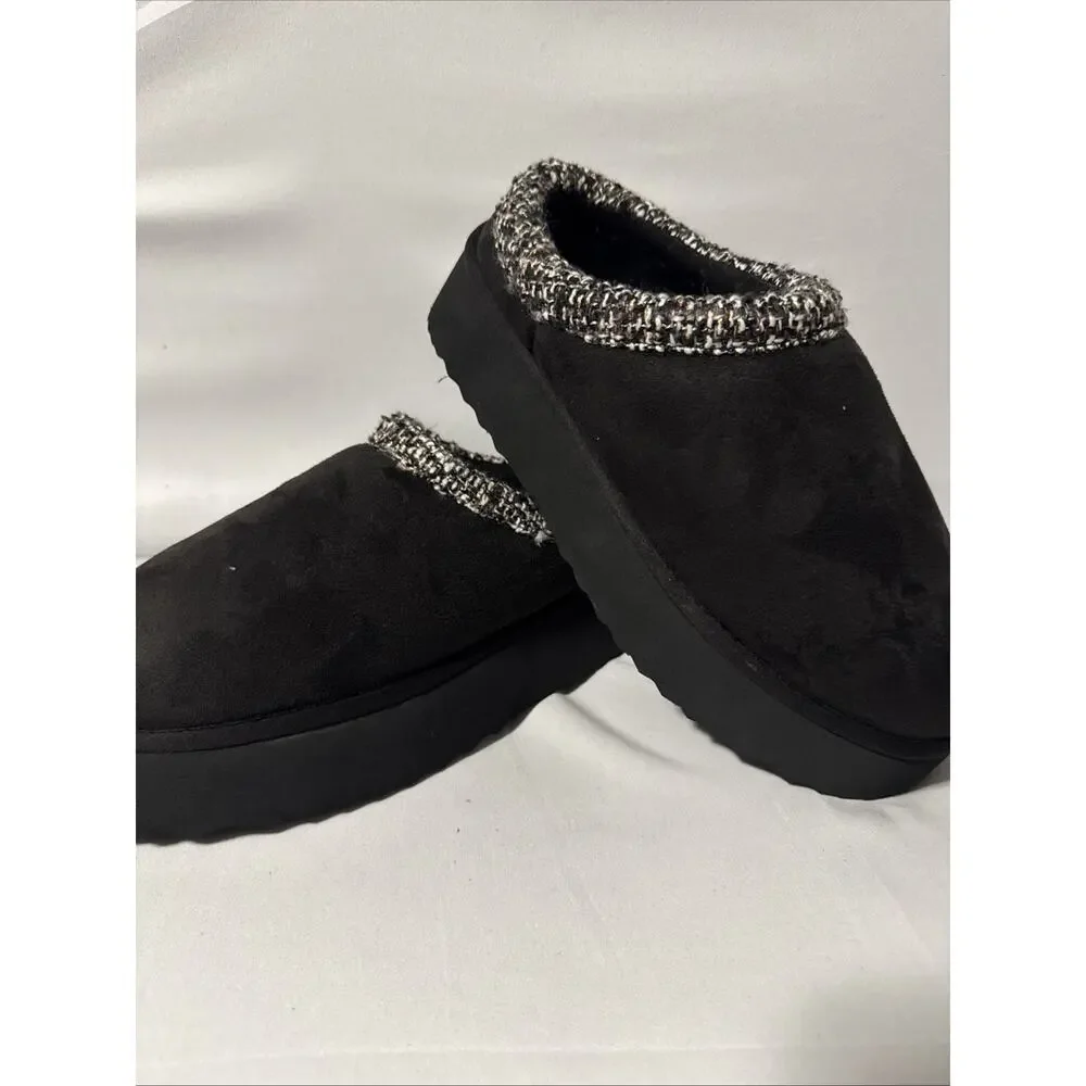 Steve Madden Selden Black Suede Faux Fur Platform Size 8 New